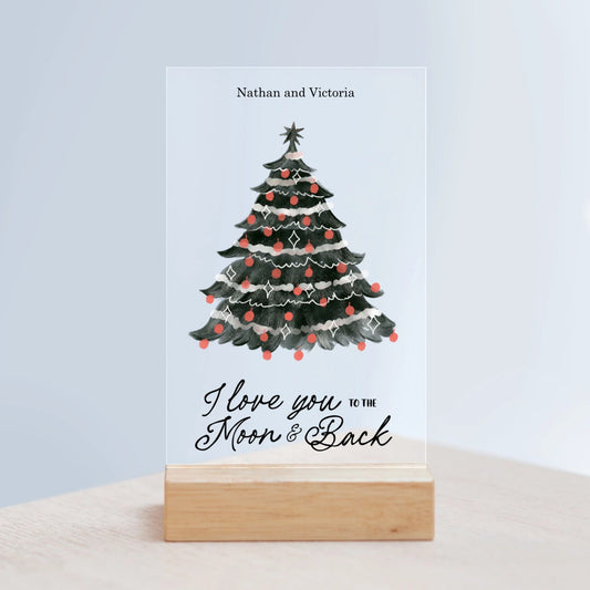 Frohe Weihnachten Acrylschild mit Holzständer