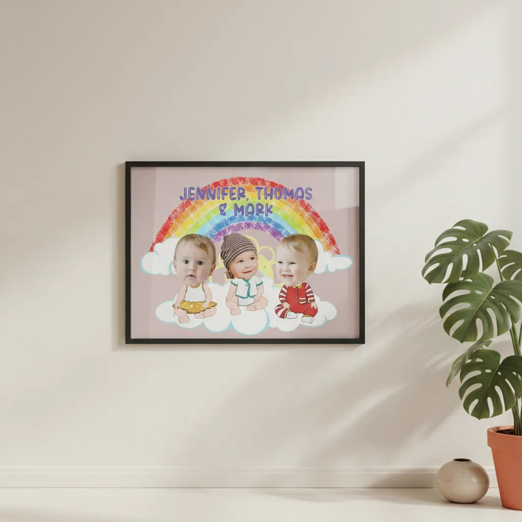 Babygesicht Ausschnitt Poster mit Holzrahmen