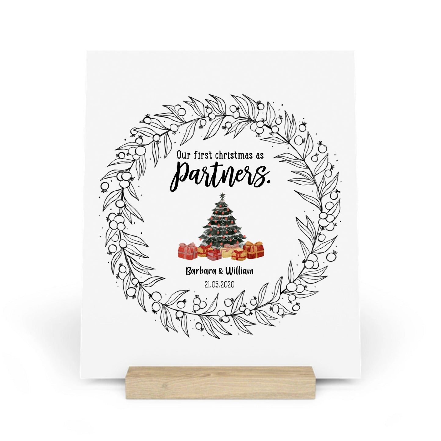 Unser erstes Weihnachten als Partner Galerietafel mit Ständer