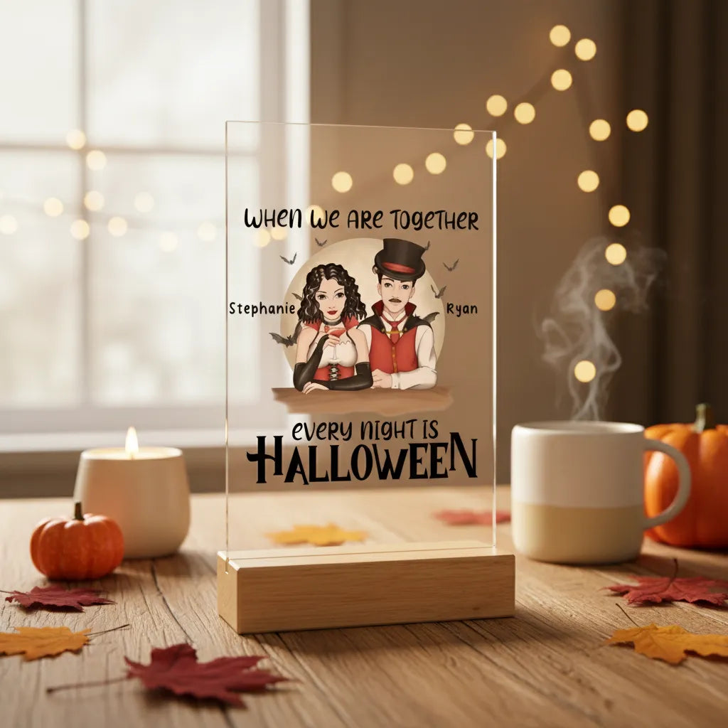 Jede Nacht ist Halloween Acrylschild mit Holzständer
