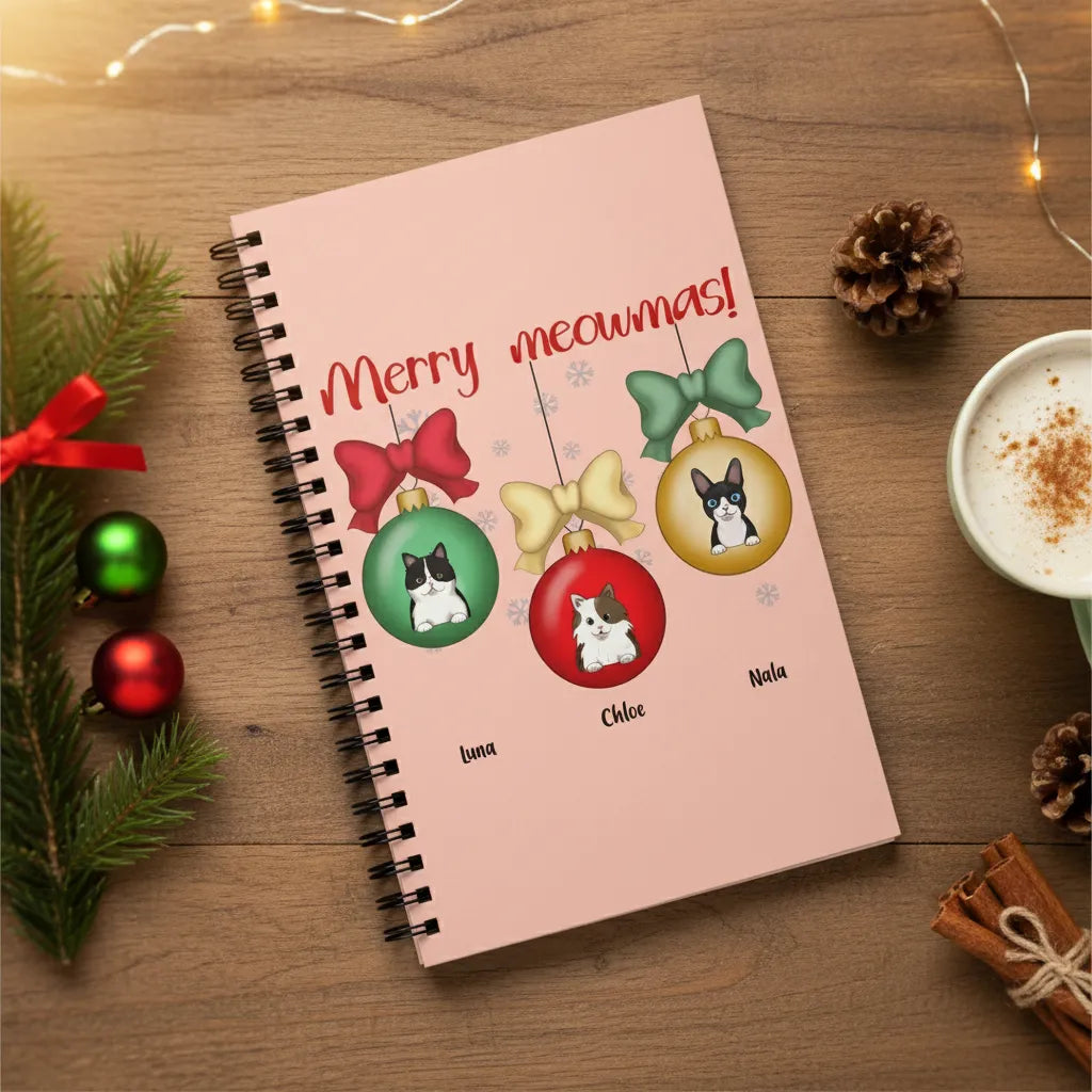 Frohe Meownachten Weihnacht Spiralnotizbuch
