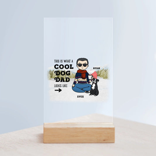 Cooler Haustierpapa Weihnacht Acrylschild mit Holzständer