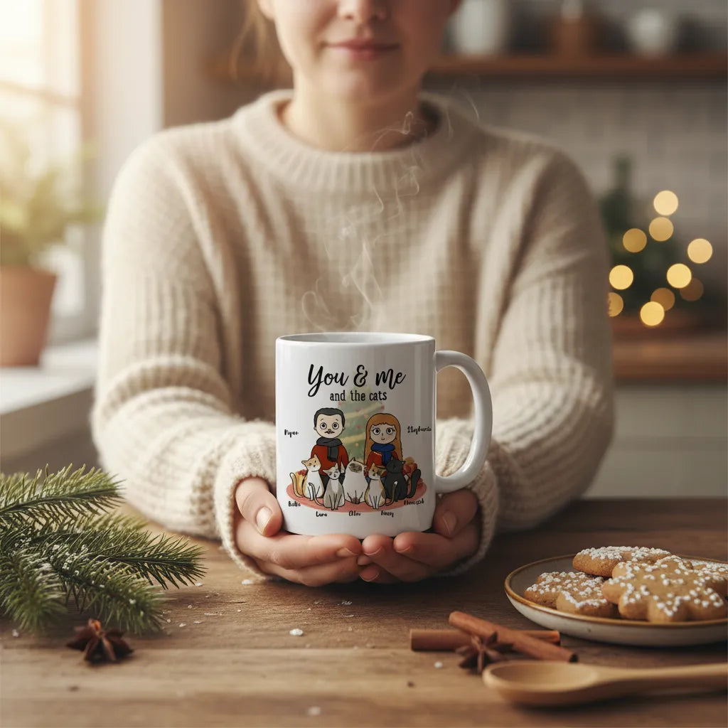 Du, ich und die Katzen Weihnacht Keramiktasse