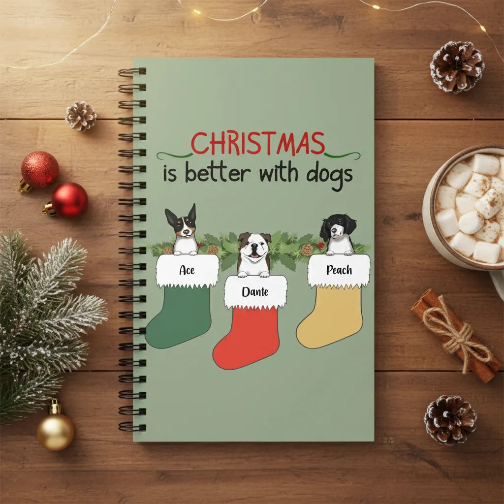 Weihnachten ist schöner mit Hunden Spiralnotizbuch