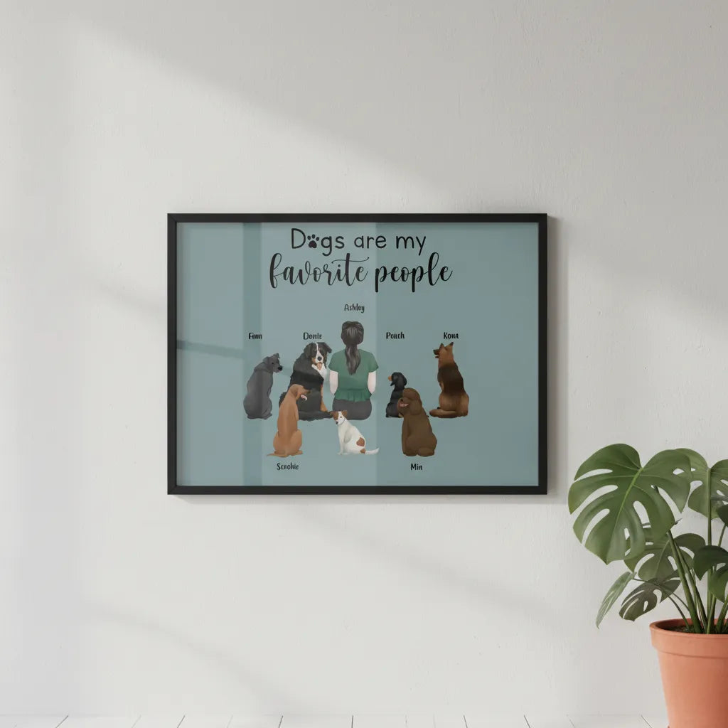 Hunde sind meine Lieblingsmenschen Poster mit Holzrahmen