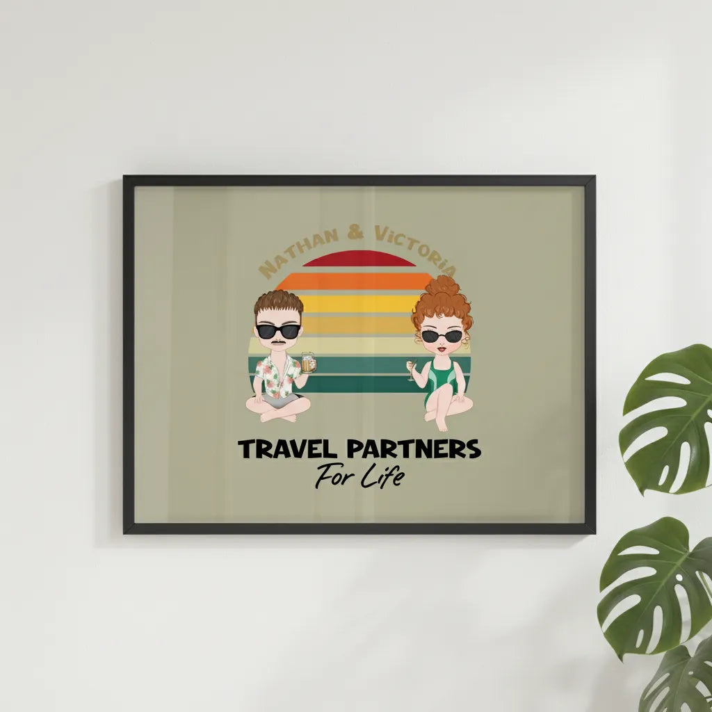 Reisepartner fürs Leben Poster mit Holzrahmen