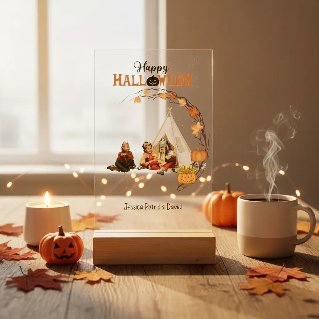 Fröhliches Halloween Acrylschild mit Holzständer
