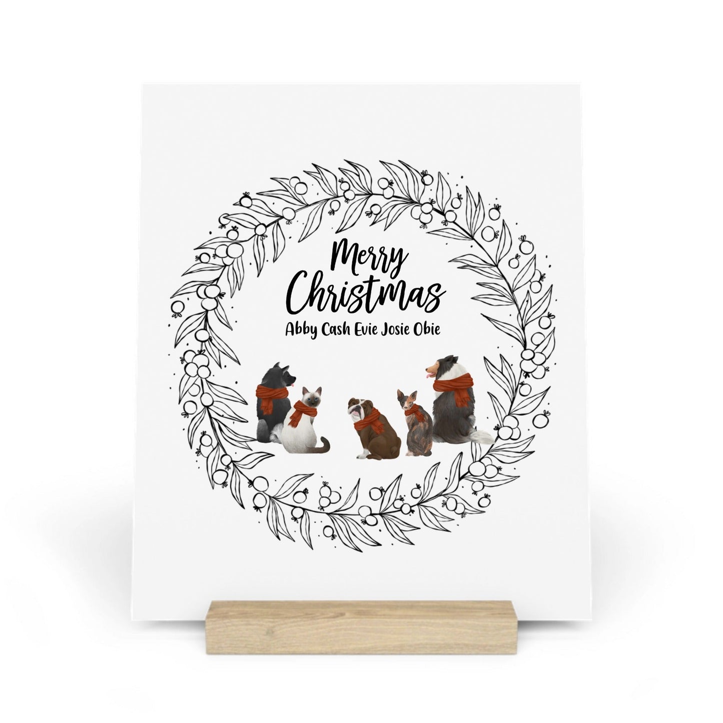 Frohe Haustier Weihnachten Galerietafel mit Ständer