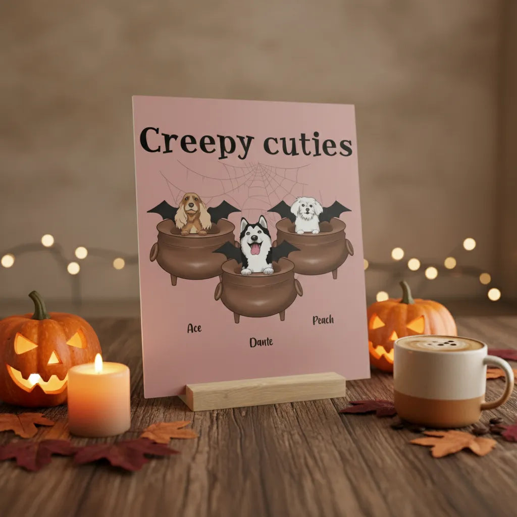 Gruselig Süße Hunde Halloween Galerietafel mit Ständer