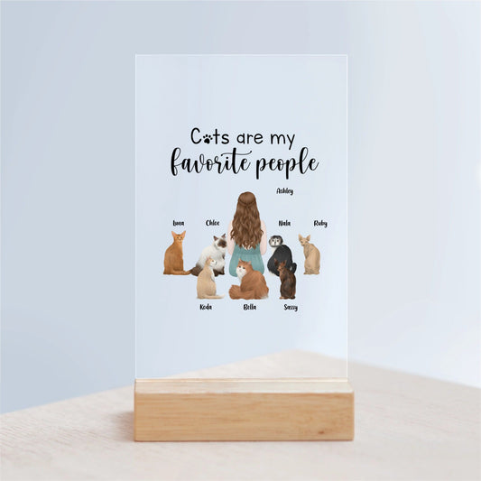Katzen sind meine Lieblingsmenschen Acrylschild mit Holzständer