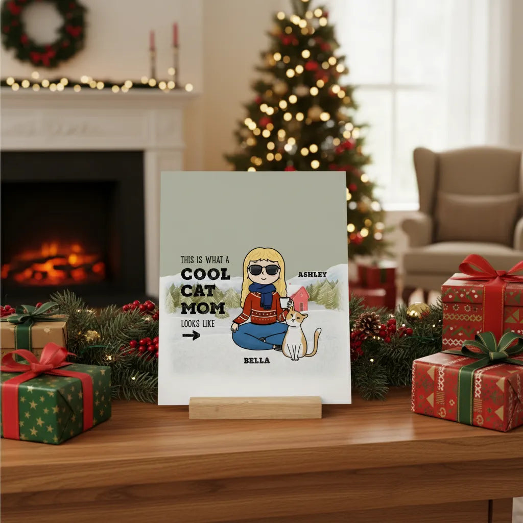 Coole Haustiermama Weihnacht Galerietafel mit Ständer