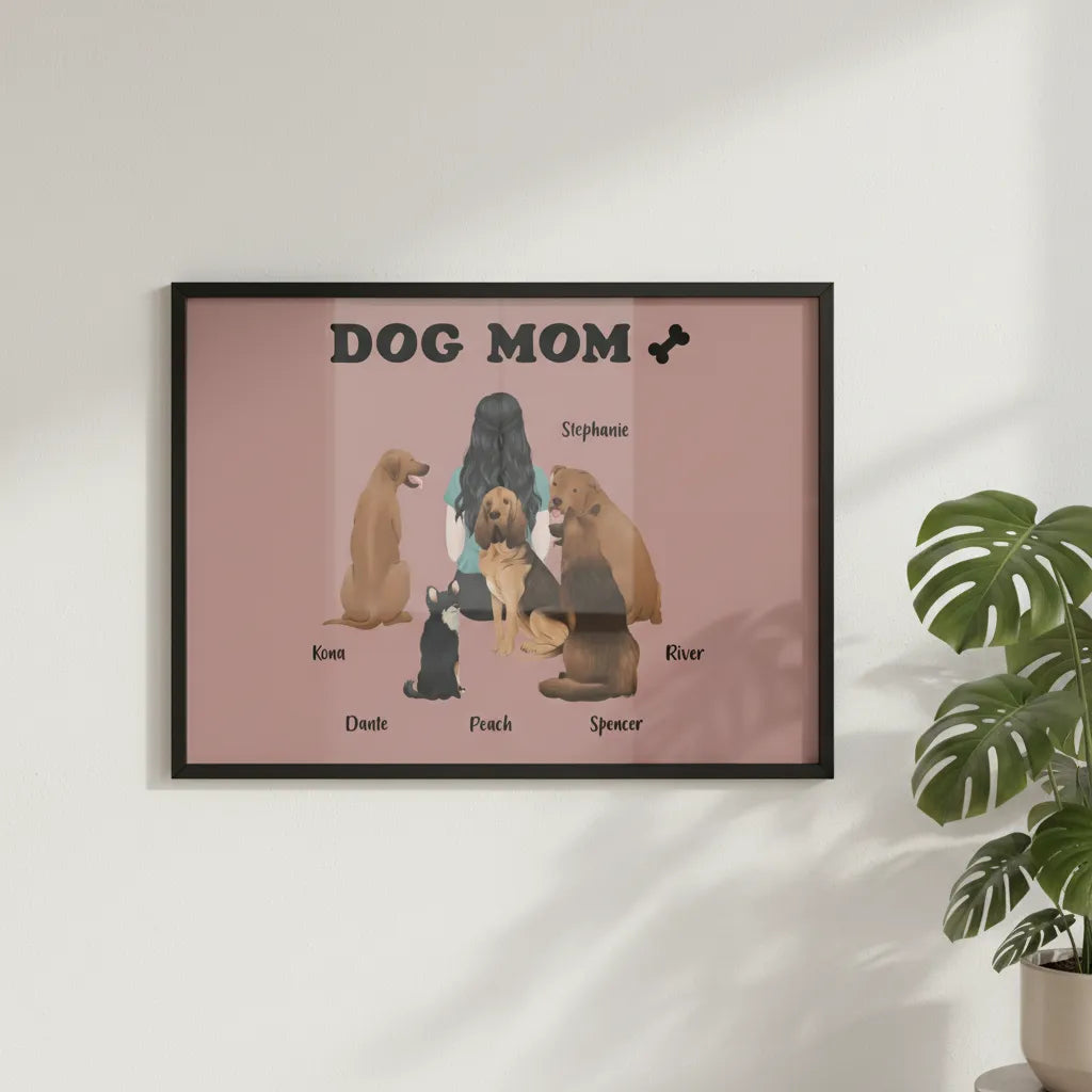 Hundemama Poster mit Holzrahmen