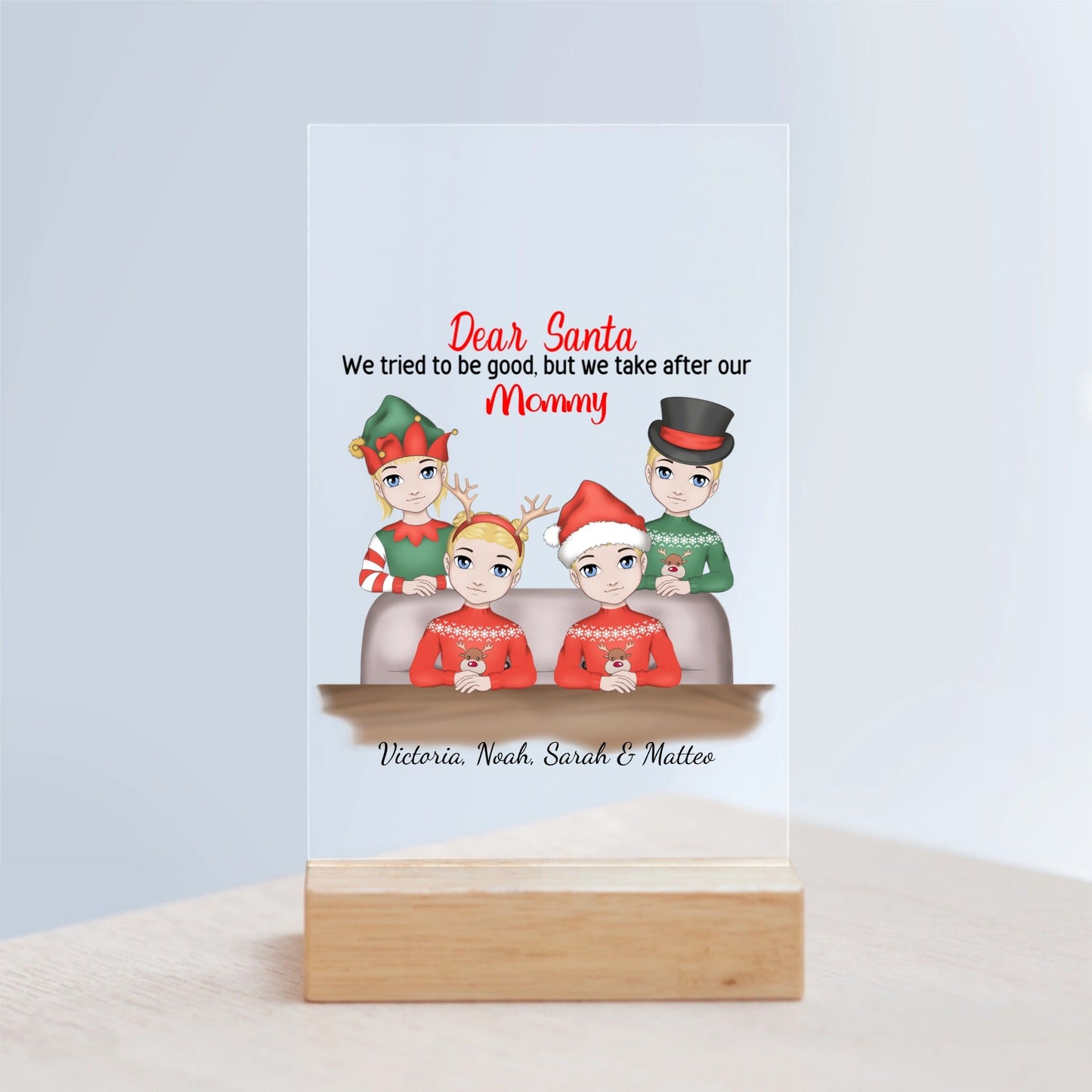 Lieber Weihnachtsmann Acrylschild mit Holzständer