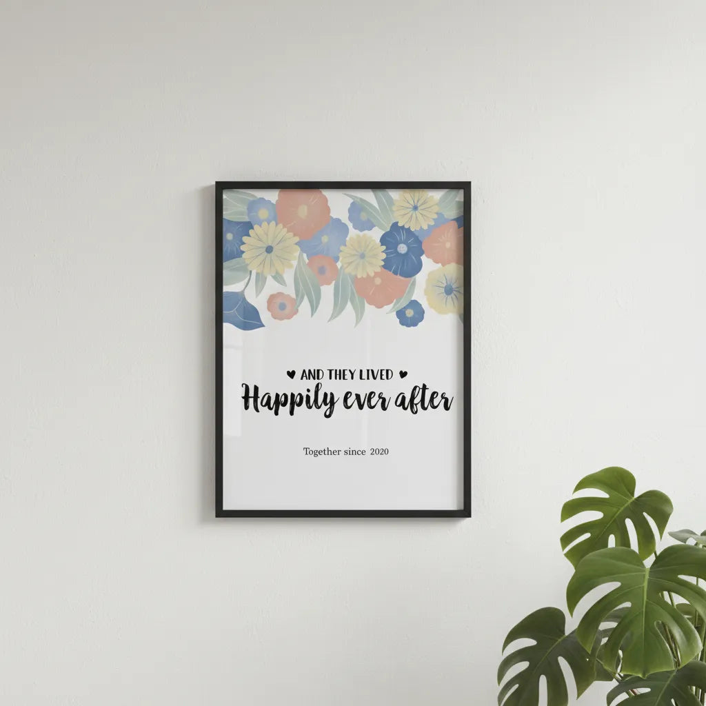 Und sie lebten glücklich bis ans Ende ihrer Tage Poster mit Holzrahmen