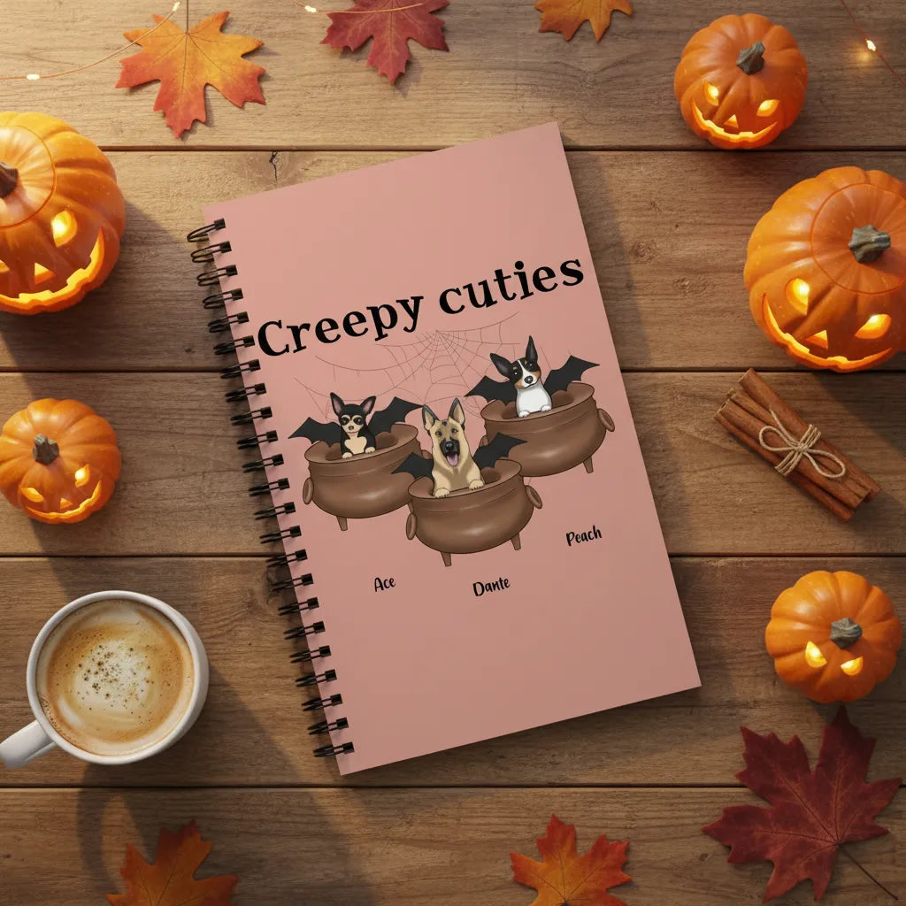 Gruselig Süße Hunde Halloween Spiralnotizbuch