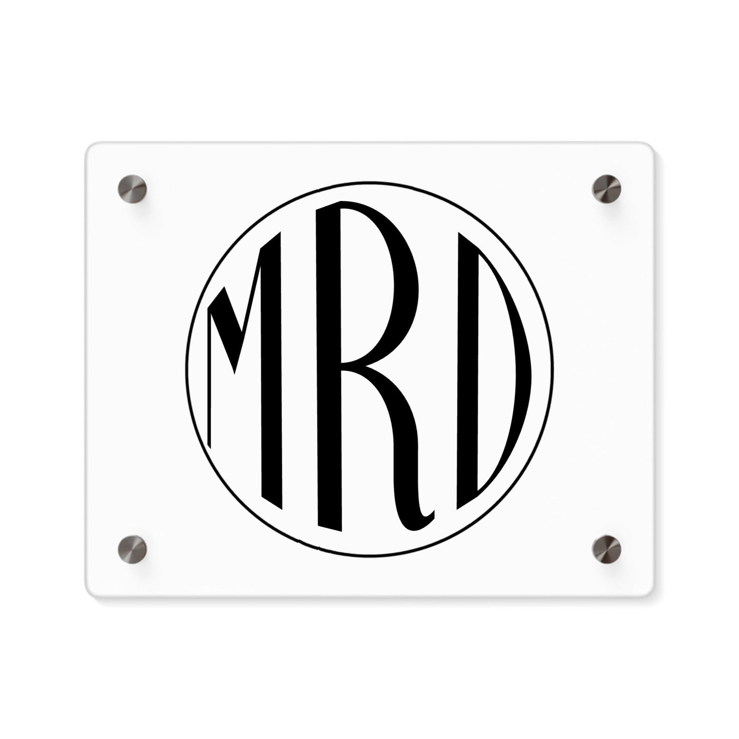 Kreisförmiges Monogramm Acryl Wandkunst Panel
