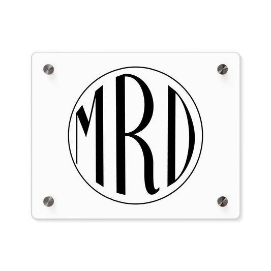 Kreisförmiges Monogramm Acryl Wandkunst Panel