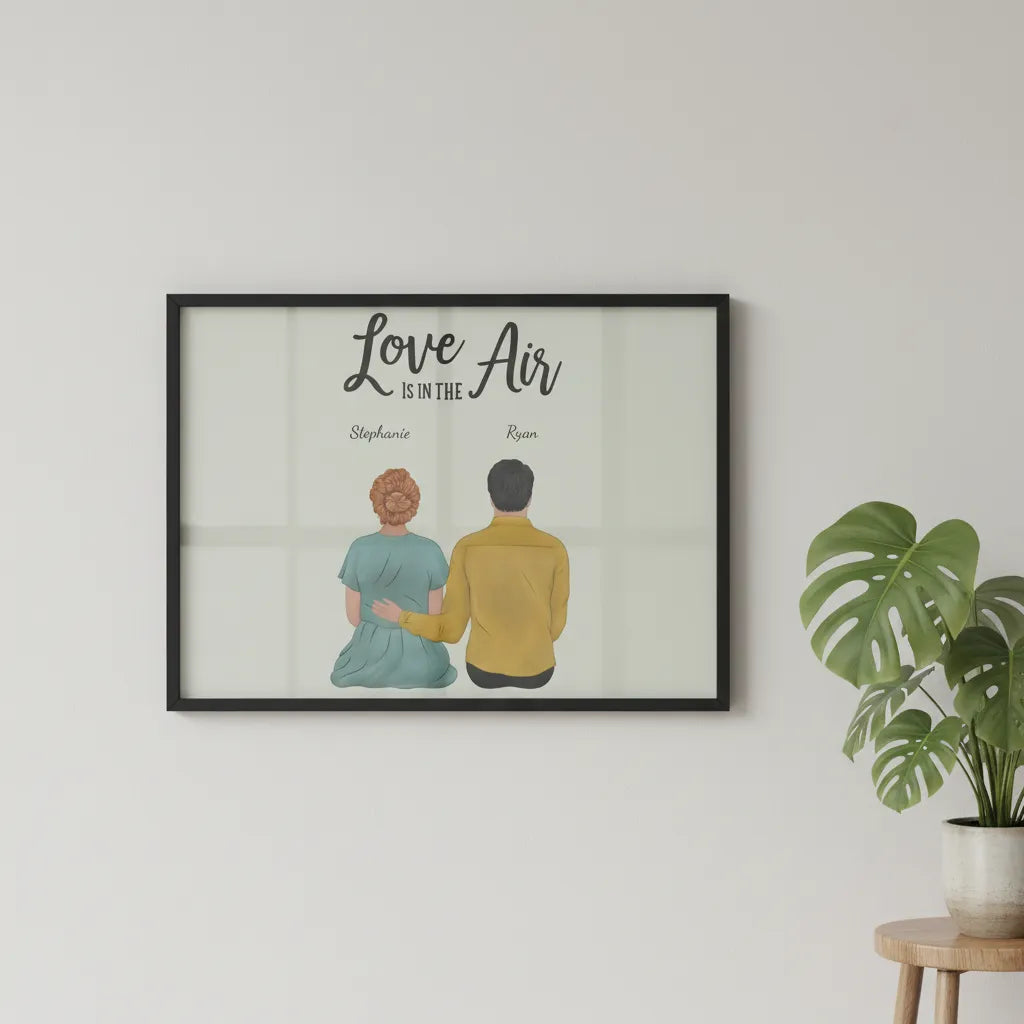 Liebe liegt in der Luft Poster mit Holzrahmen