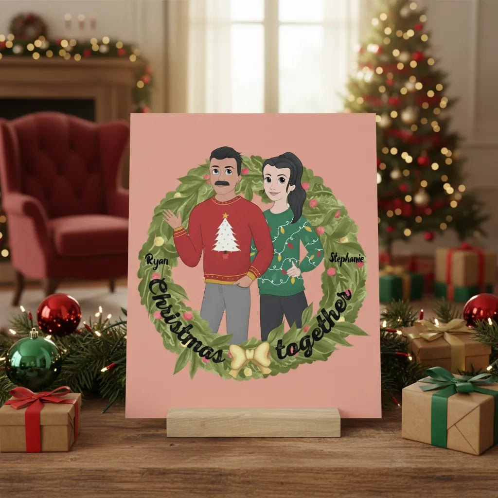 Weihnachten zusammen Galerietafel mit Ständer