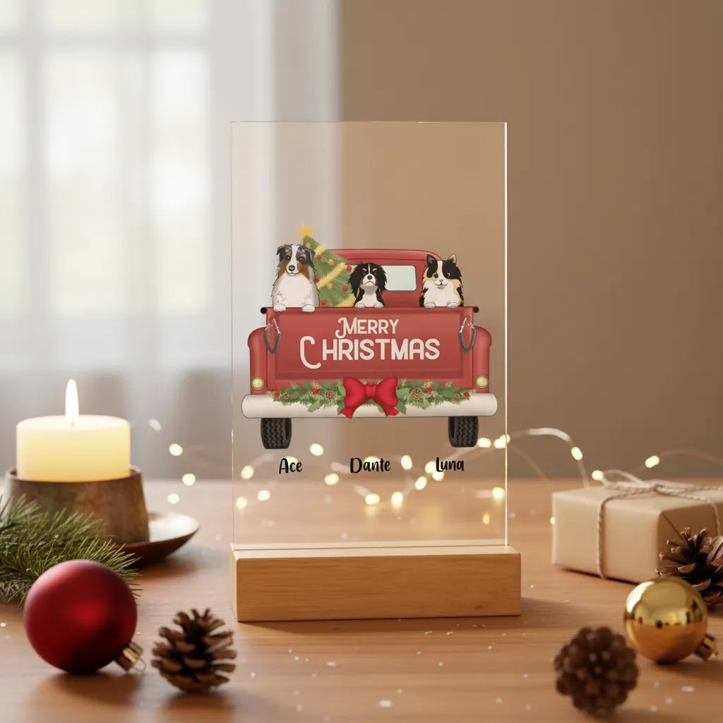 Frohe Weihnachten Acrylschild mit Holzständer