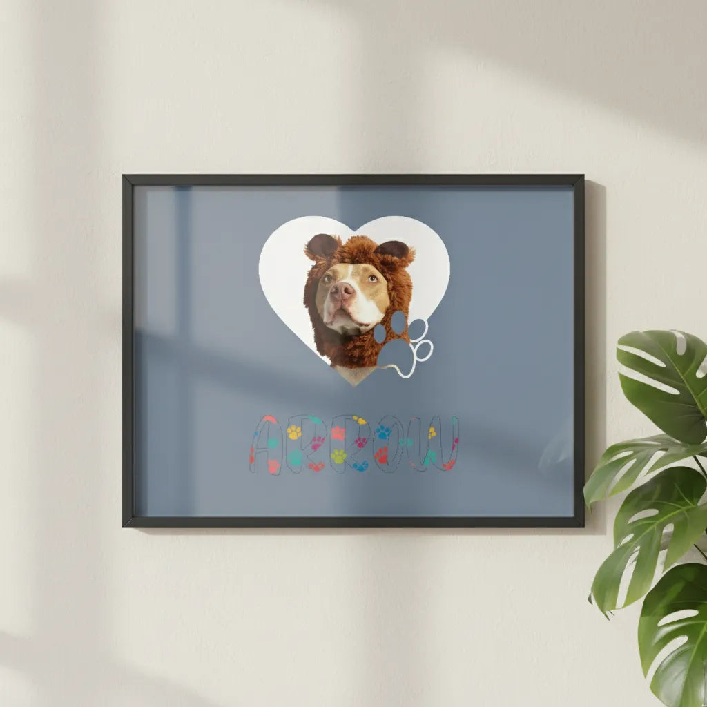Haustierfoto Poster mit Holzrahmen