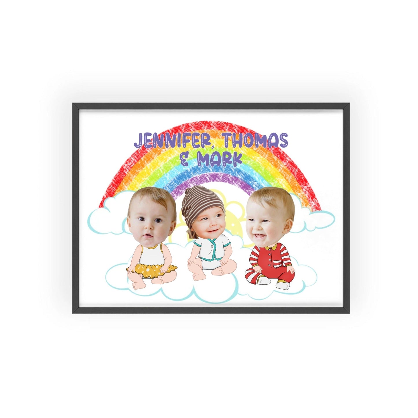 Babygesicht Ausschnitt Poster mit Holzrahmen