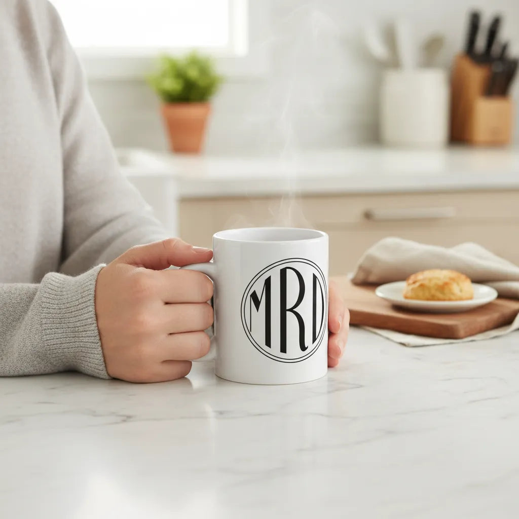 Kreisförmige Monogramm Keramiktasse