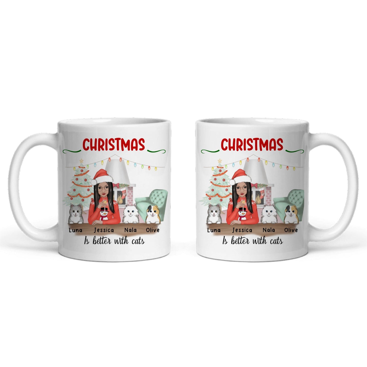 Weihnachten ist schöner mit Katzen Keramiktasse