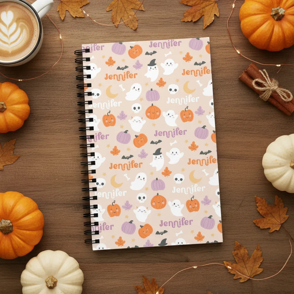 Namensmuster Halloween Spiralnotizbuch