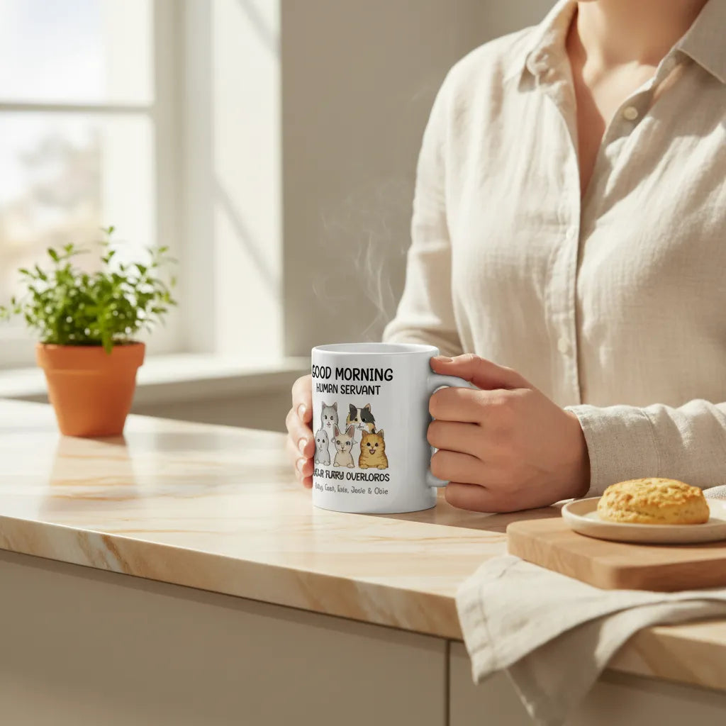Guten Morgen, menschlicher Diener Keramiktasse