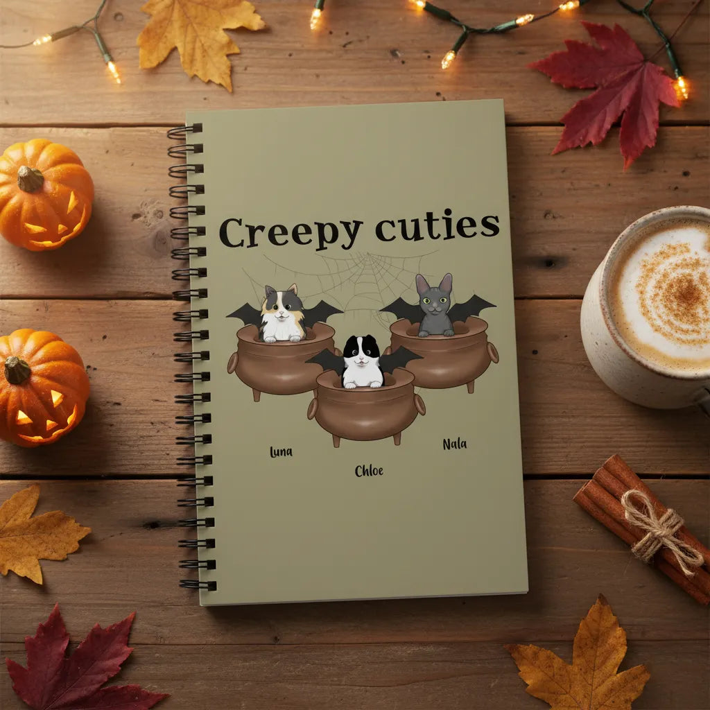 Gruselig Süße Katzen Halloween Spiralnotizbuch