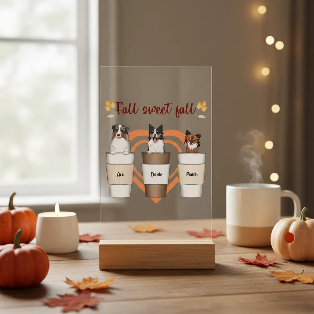 Herbst, süsser Herbst Acrylschild mit Holzständer