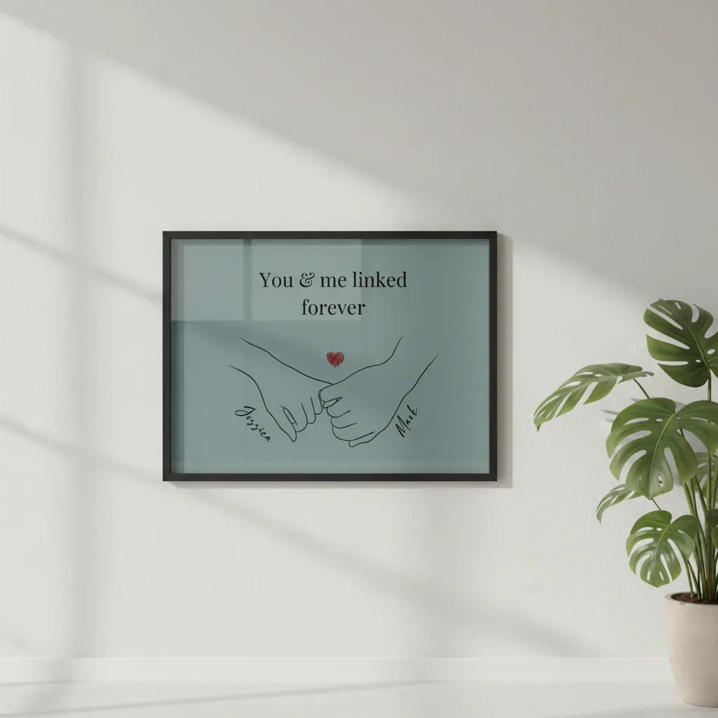 You and Me Forever Linked Poster with Wooden Frame