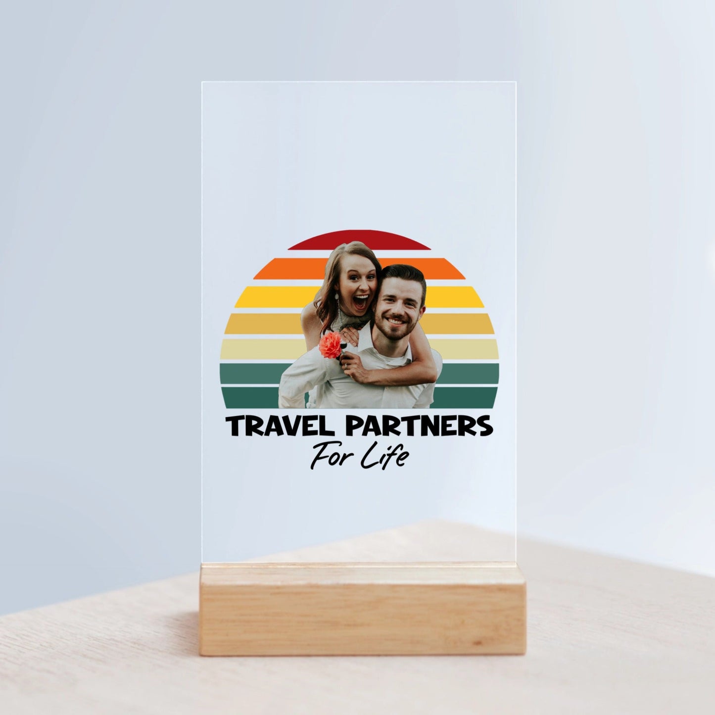 Reisepartner fürs Leben Acrylschild mit Holzständer