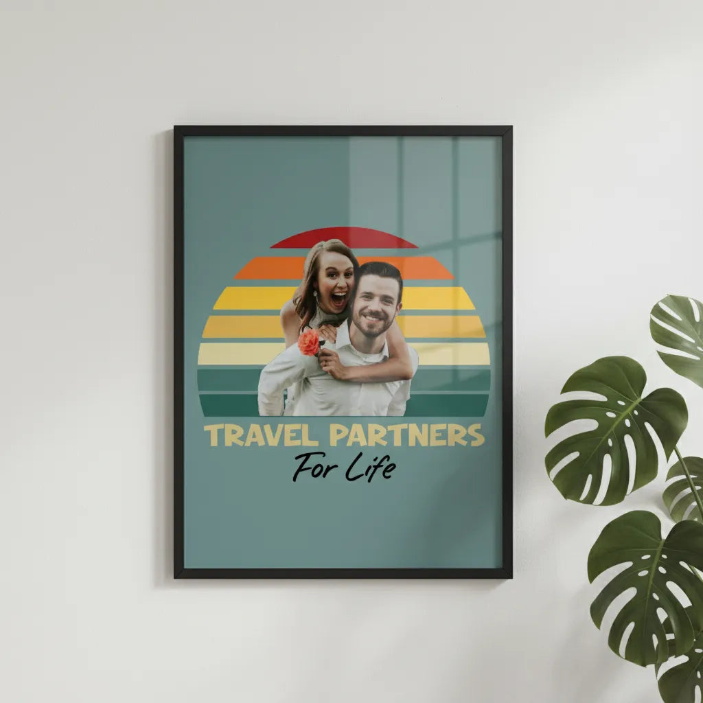 Reisepartner fürs Leben Bild Upload Poster mit Holzrahmen