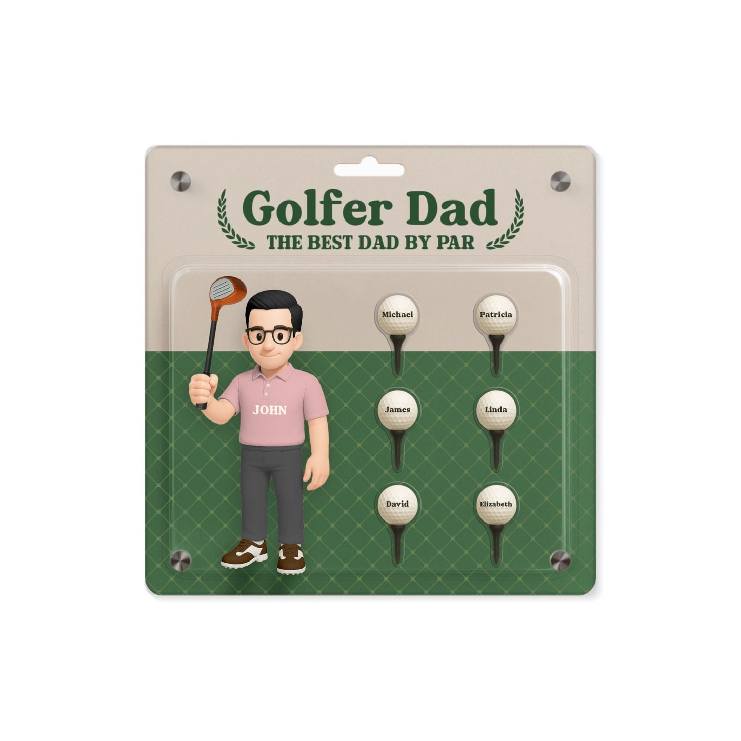 Golfer Papa Acryl Wandkunst Panel