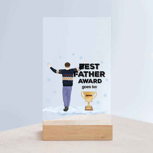 Bester Vater Auszeichnung Weihnacht Acrylschild mit Holzständer