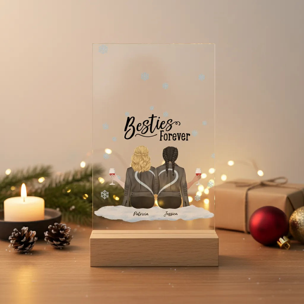 Besties Forever Weihnacht Acrylschild mit Holzständer