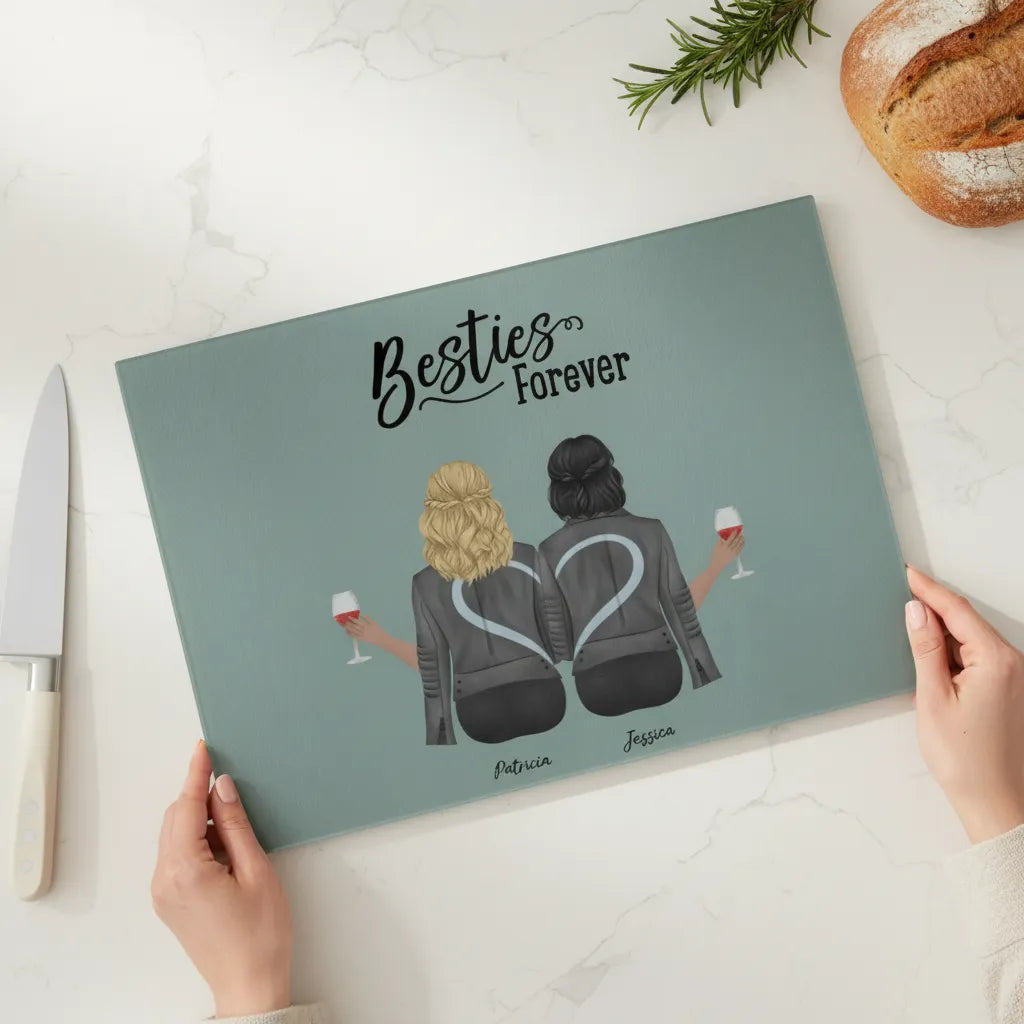 Besties Forever Glasschneidebrett