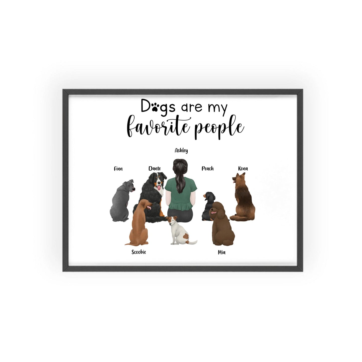 Hunde sind meine Lieblingsmenschen Poster mit Holzrahmen