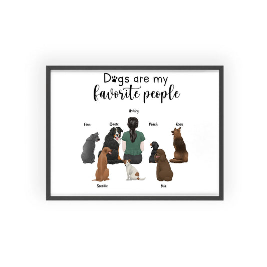 Hunde sind meine Lieblingsmenschen Poster mit Holzrahmen