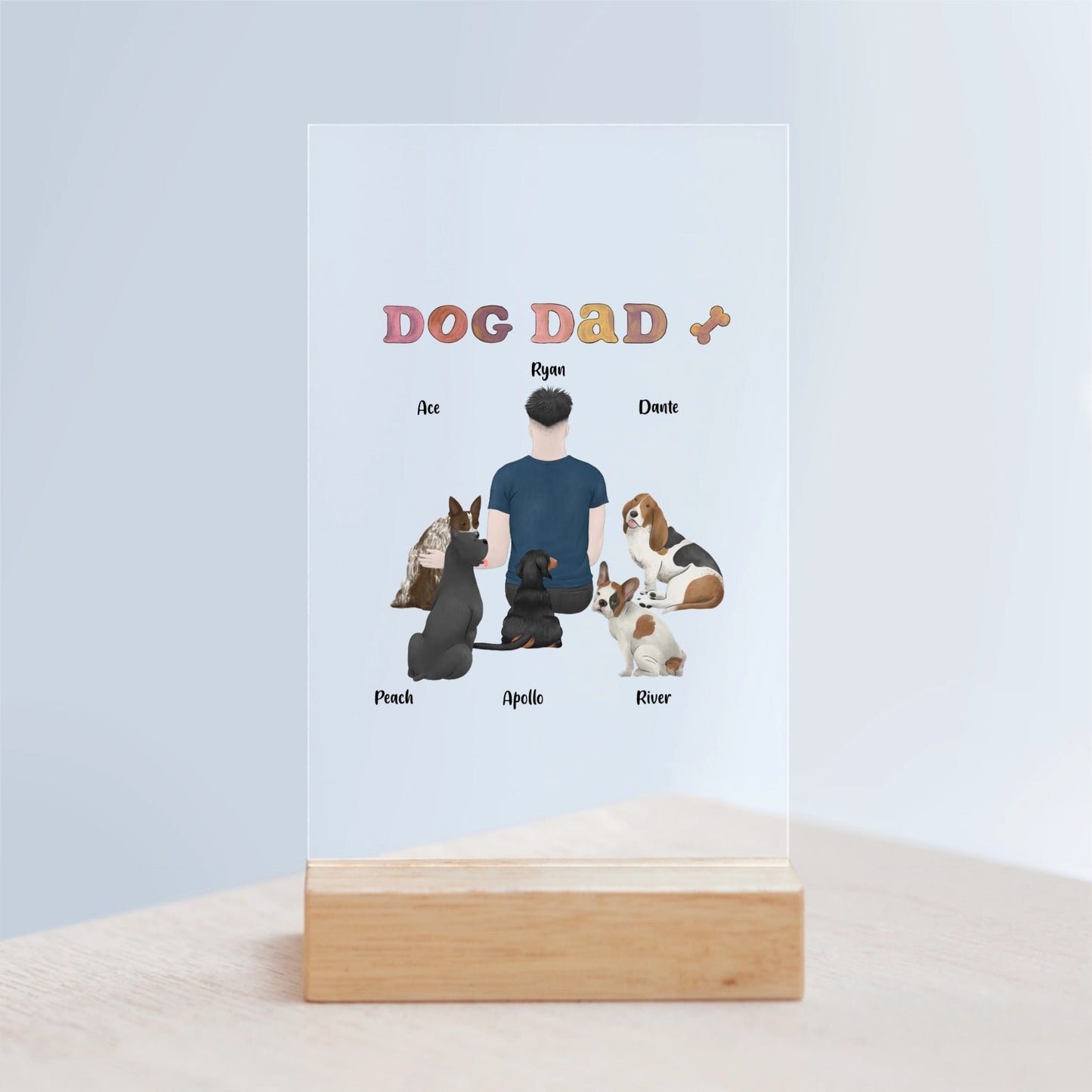 Hundepapa Acrylschild mit Holzständer