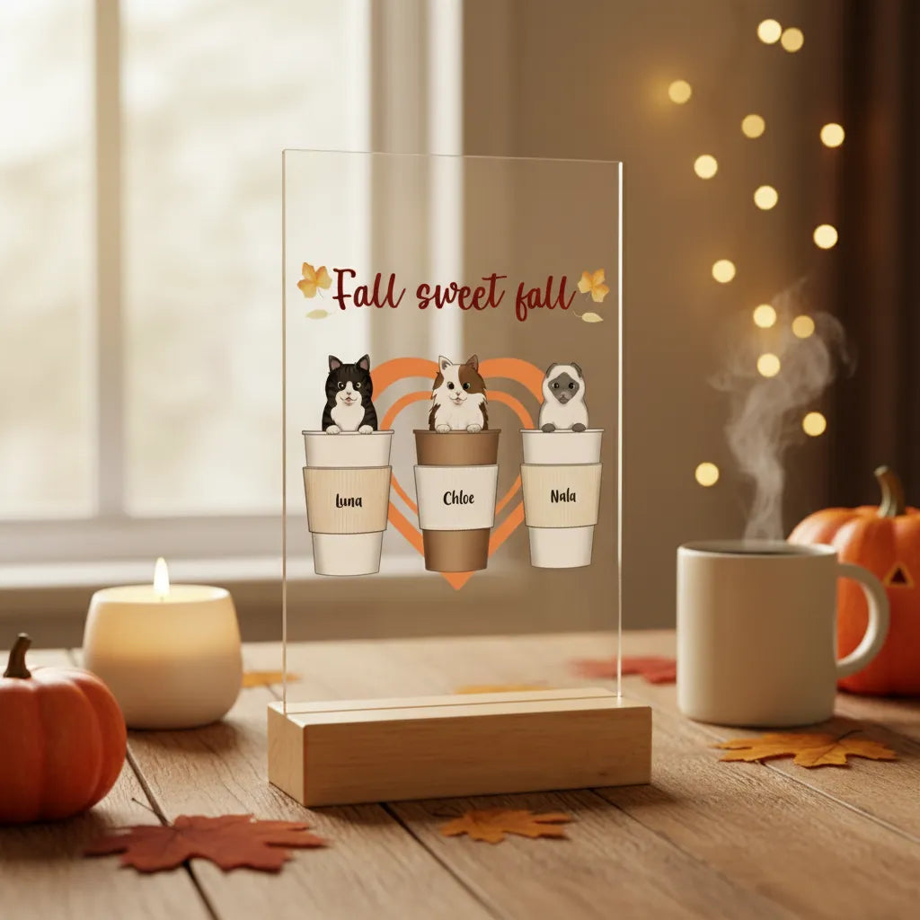 Herbst, süsser Herbst Acrylschild mit Holzständer