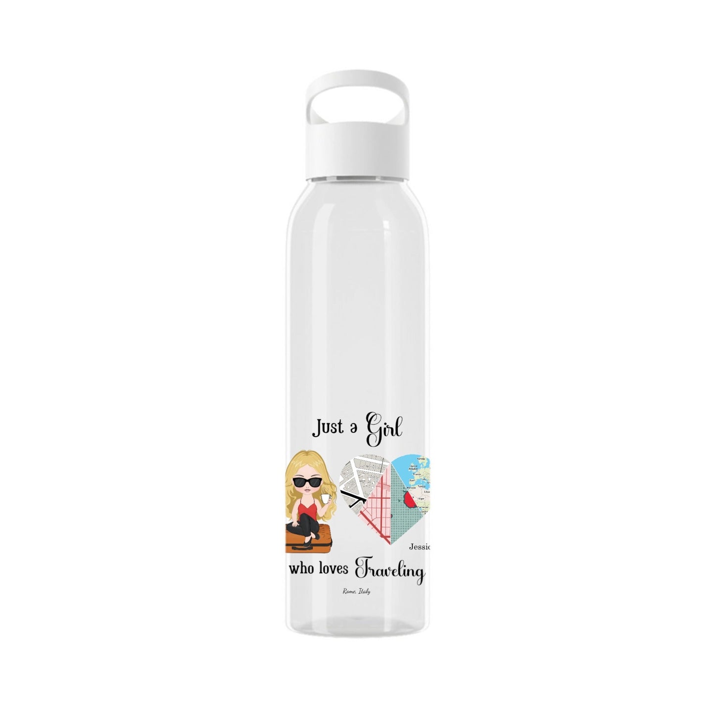 Nur ein Mädchen, das das Reisen liebt Wasserflasche 650 ml