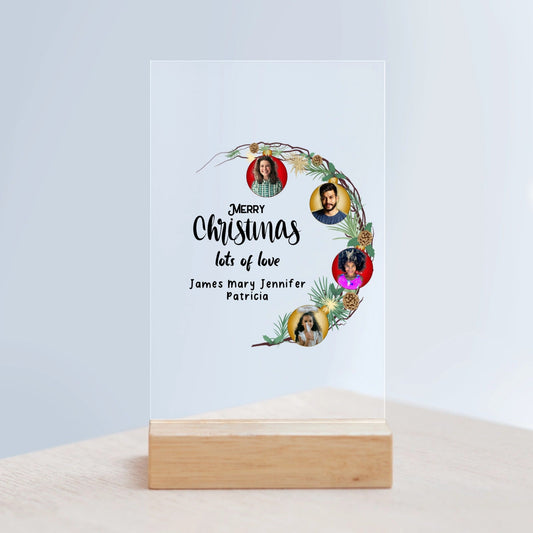 Frohe Weihnachten Acrylschild mit Holzständer