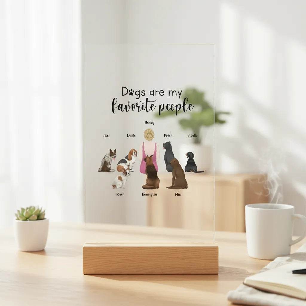 Hunde sind meine Lieblingsmenschen Acrylschild mit Holzständer