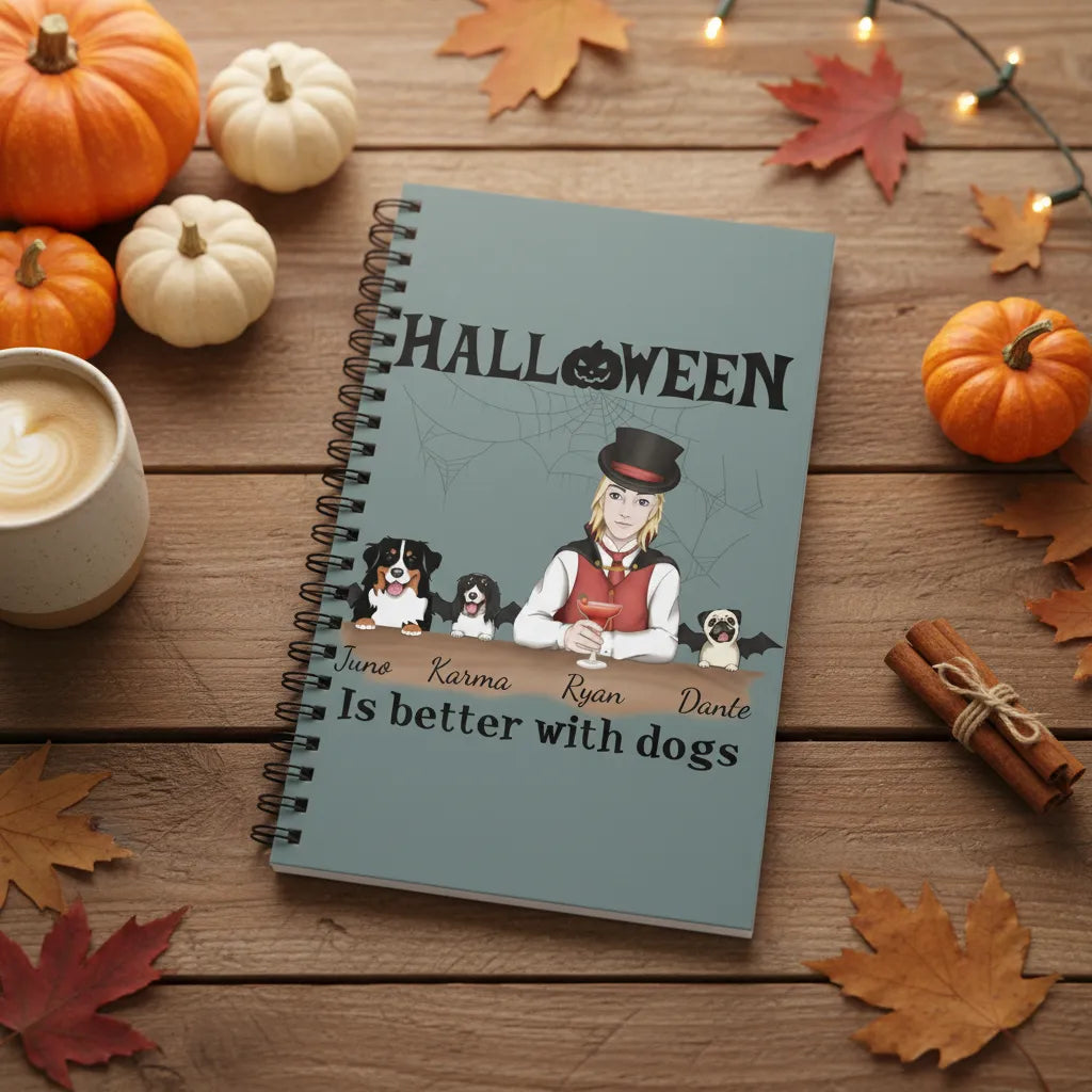 Halloween ist besser mit Hunden Spiralnotizbuch
