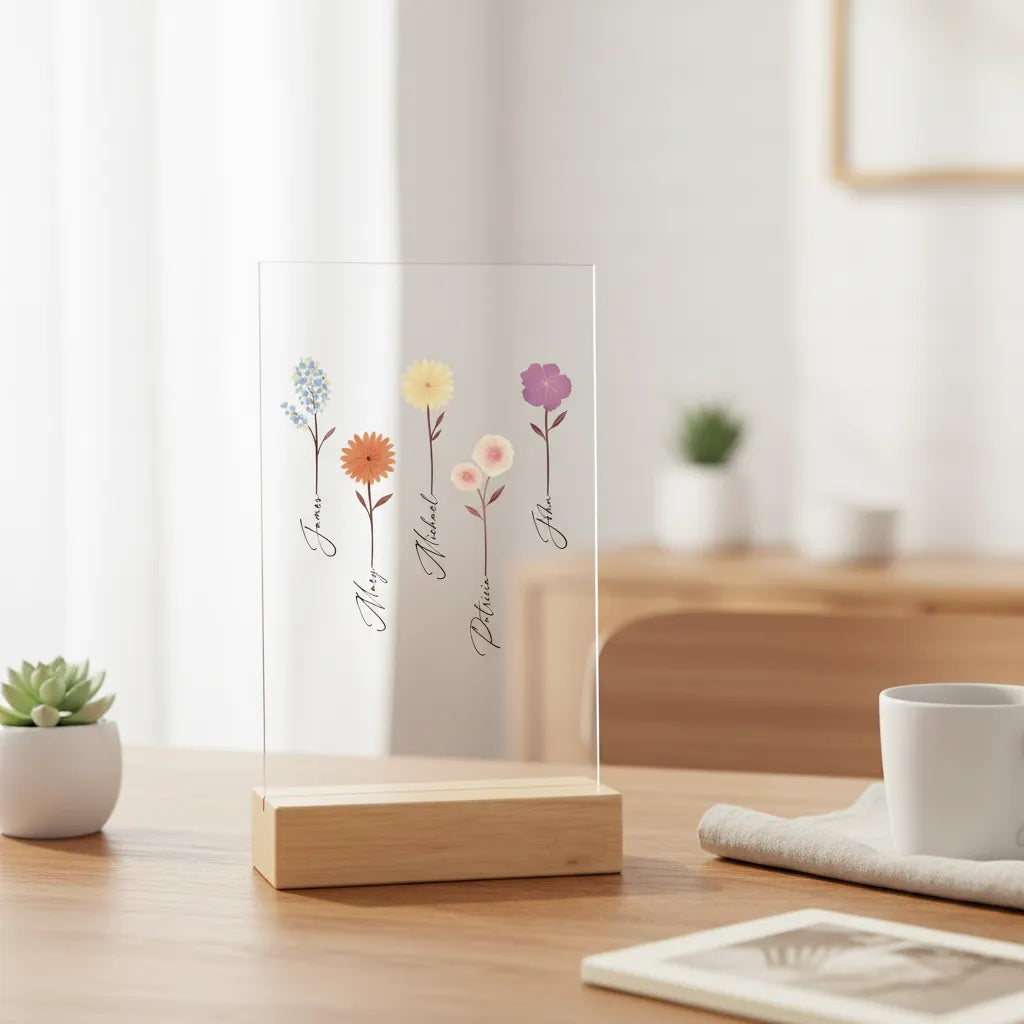 Unser Garten Acrylschild mit Holzständer