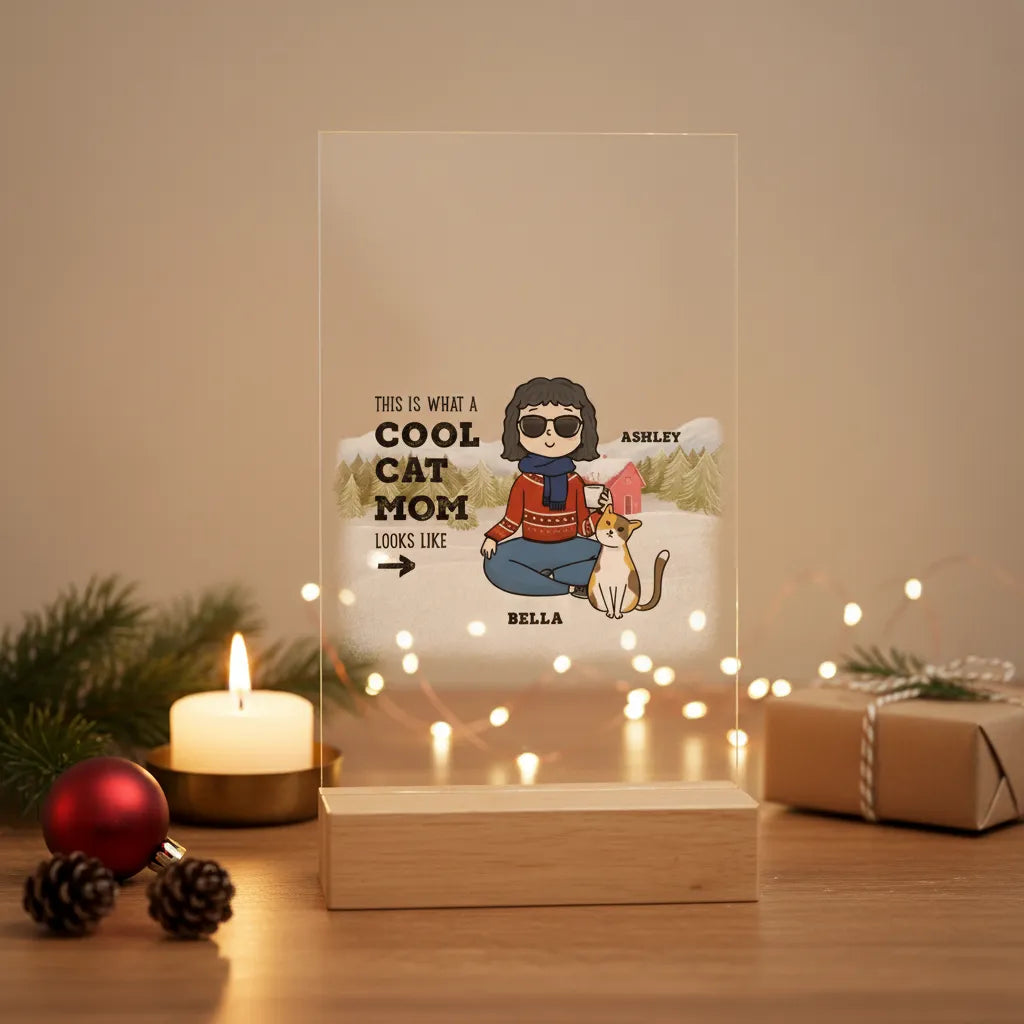 Coole Haustiermama Weihnacht Acrylschild mit Holzständer