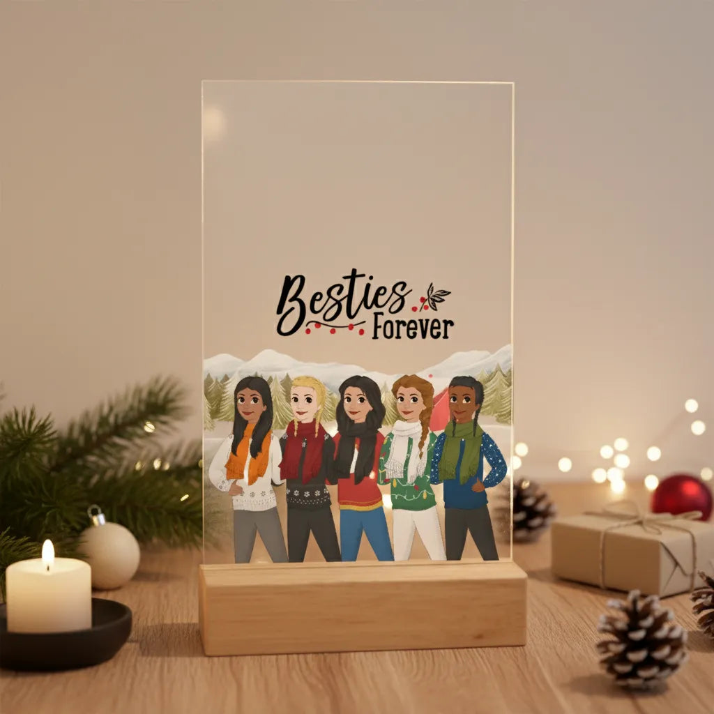 Besties Forever Weihnacht Acrylschild mit Holzständer